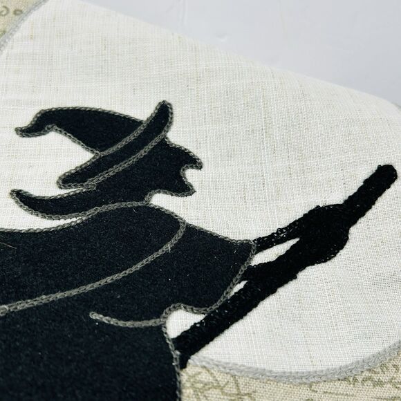 Hallows Eve Witch Broom Moon Table Runner Halloween Script Background 14X70 - Picture 11 of 11